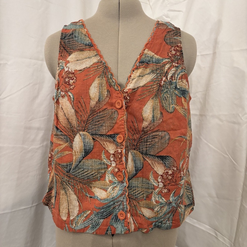 100% Cotton a.n.a women's L tropical scalloped tank top